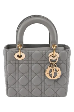 Opaline Grey Pearlescent Cannage Lambskin Small Lady Dior Bag