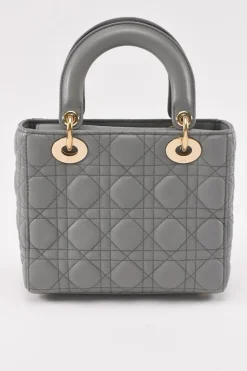 Opaline Grey Pearlescent Cannage Lambskin Small Lady Dior Bag