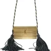 'Opium' Gold Perspex Tassel Minaudière Box Bag