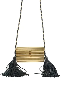 'Opium' Gold Perspex Tassel Minaudière Box Bag
