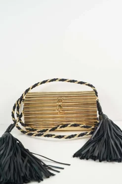 'Opium' Gold Perspex Tassel Minaudière Box Bag