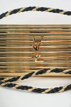 'Opium' Gold Perspex Tassel Minaudière Box Bag