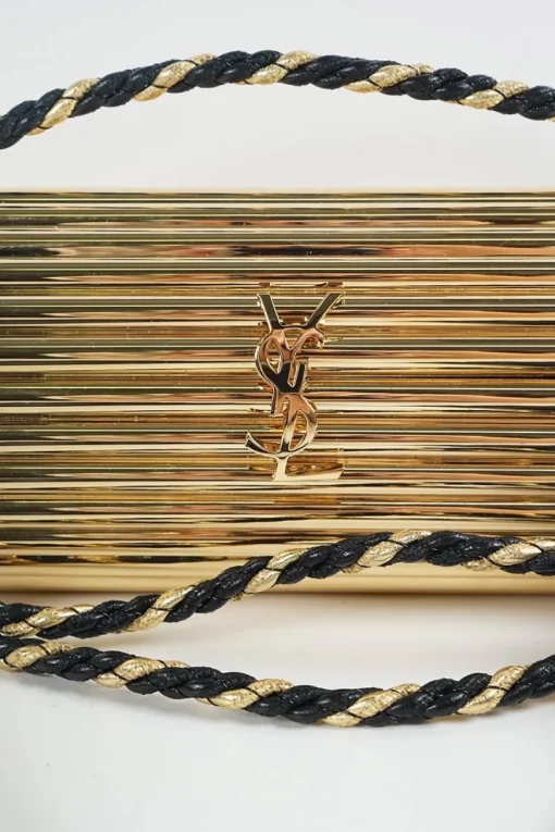 'Opium' Gold Perspex Tassel Minaudière Box Bag