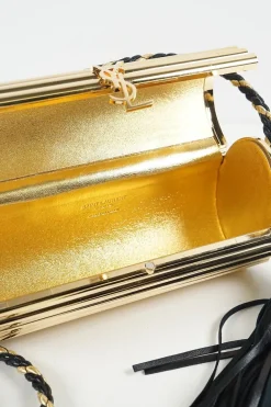 'Opium' Gold Perspex Tassel Minaudière Box Bag