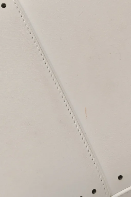 Optic white laser-cut leather Angèle 32 shopper tote