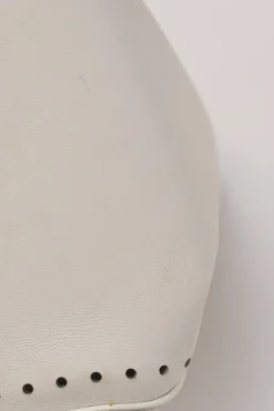 Optic white laser-cut leather Angèle 32 shopper tote