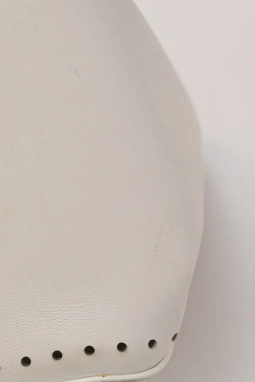Optic white laser-cut leather Angèle 32 shopper tote