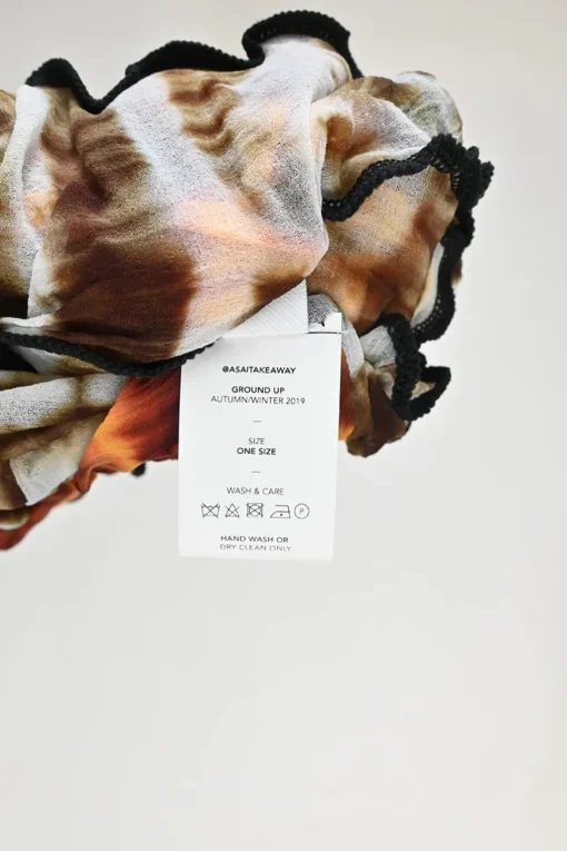 Orange and black paneled polyamide mesh second-skin Hot Wok turtleneck top with lettuce hem