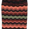 Orange and black viscose-blend geometric wave motif jacquard pull-on skirt
