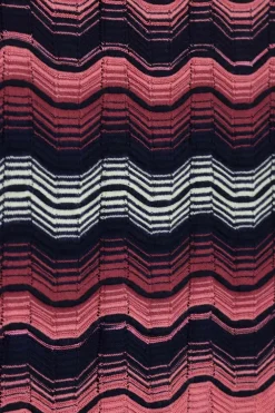 Orange and black viscose-blend geometric wave motif jacquard pull-on skirt