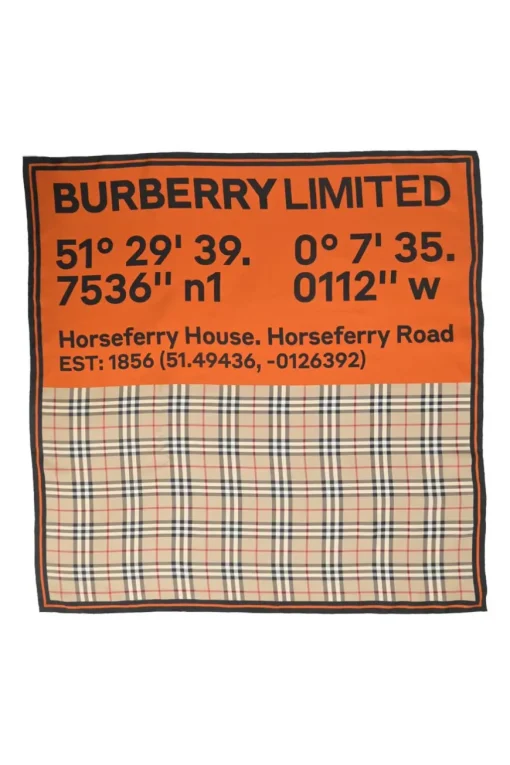 Orange and grey vintage check and Horseferry print reversible scarf