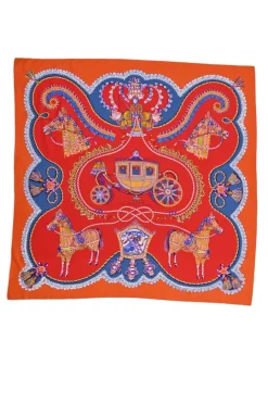 Orange and multi-coloured silk Paperoles scarf