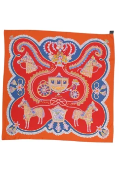 Orange and multi-coloured silk Paperoles scarf