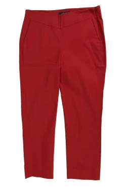 Orange cotton straight-leg pant with invisible side zipper