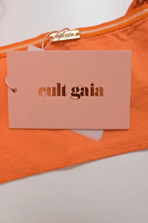 Orange cotton-blend bralette and pleat-front wide-leg trouser two-piece set