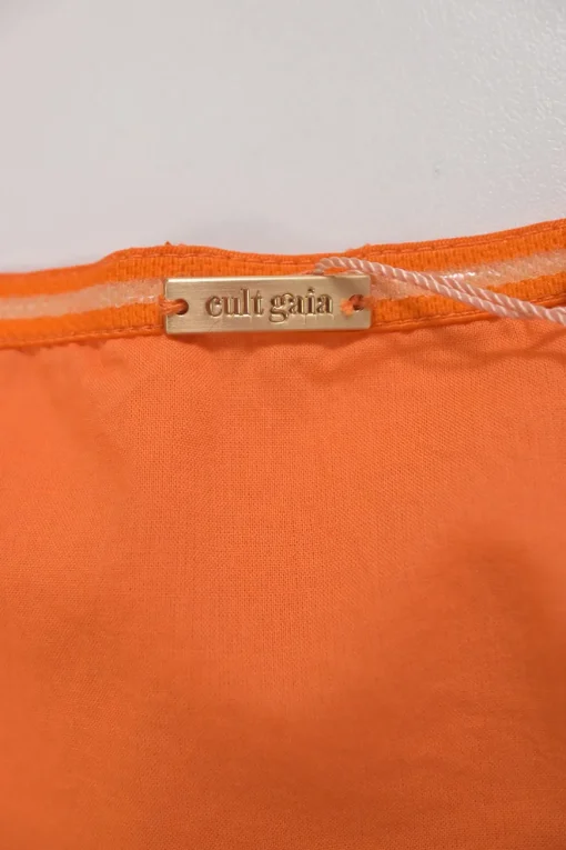 Orange cotton-blend bralette and pleat-front wide-leg trouser two-piece set