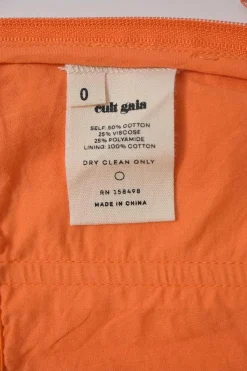Orange cotton-blend bralette and pleat-front wide-leg trouser two-piece set