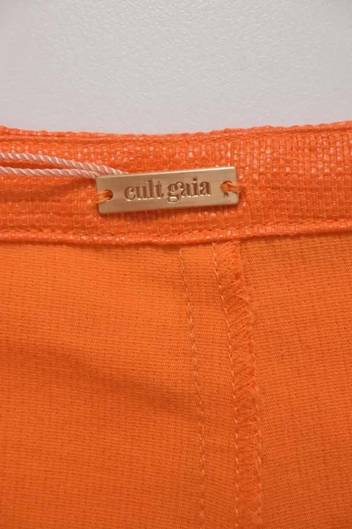 Orange cotton-blend bralette and pleat-front wide-leg trouser two-piece set