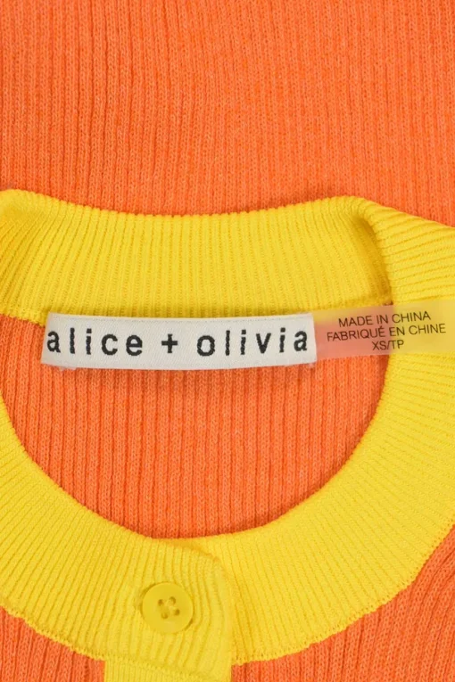 Orange cotton-blend interlock knit button-front cardigan and pullover gilet twin set
