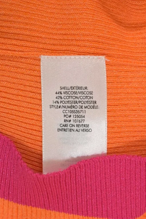Orange cotton-blend interlock knit button-front cardigan and pullover gilet twin set