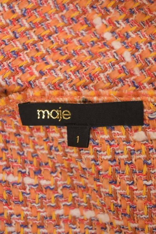 Orange cotton-blend scalloped bouclé knit bi-layer effect bustier T-shirt and mini skirt two-piece set