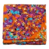 Orange floral and butterfly printed silk scarf