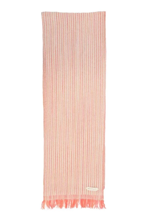 Orange hand-woven cashmere fringe scarf
