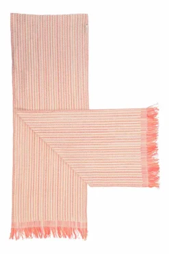 Orange hand-woven cashmere fringe scarf
