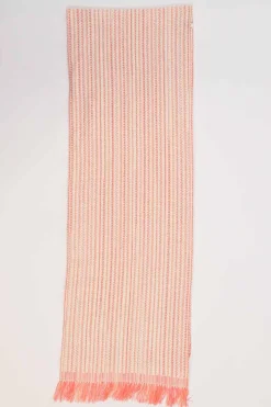 Orange hand-woven cashmere fringe scarf