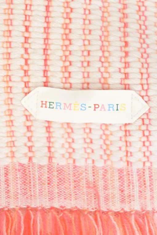 Orange hand-woven cashmere fringe scarf