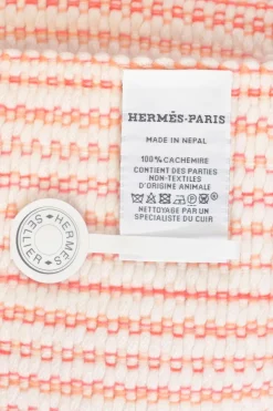 Orange hand-woven cashmere fringe scarf