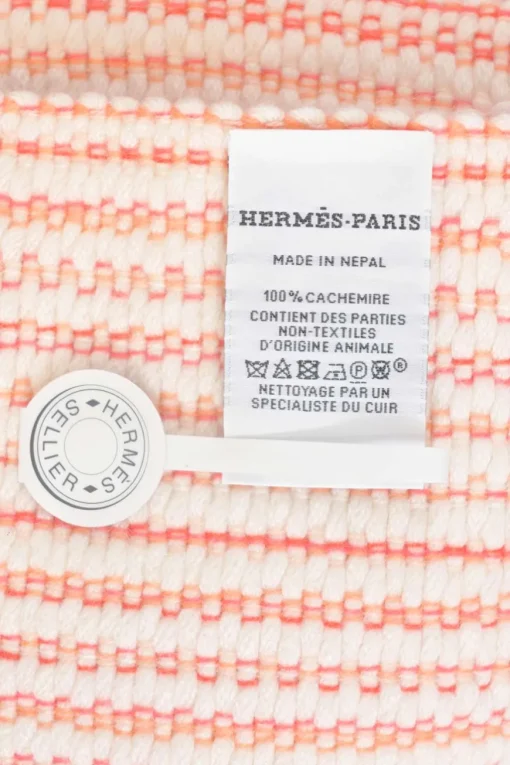 Orange hand-woven cashmere fringe scarf
