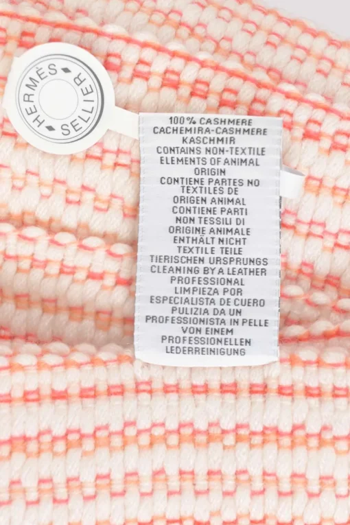 Orange hand-woven cashmere fringe scarf