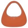Orange leather baguette Swipe bag