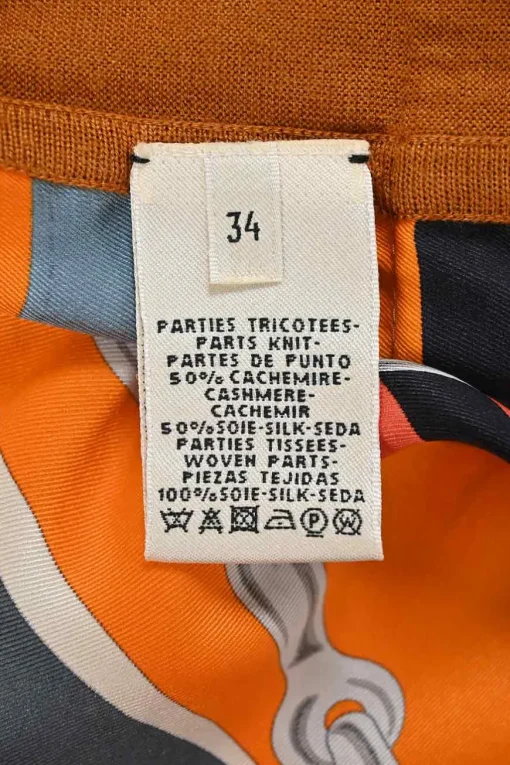 Orange paneled cashmere-silk blend open-front foulard cardigan