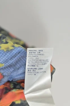 Orange polyamide abstract Dorothy poppies digi-print half-zip pullover windbreaker with toggle hem