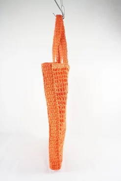 Orange Raffia Embroidered Tote Bag