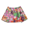 Orange rayon-blend jungle floral jacquard mid-rise pull-on ruffle mini skirt