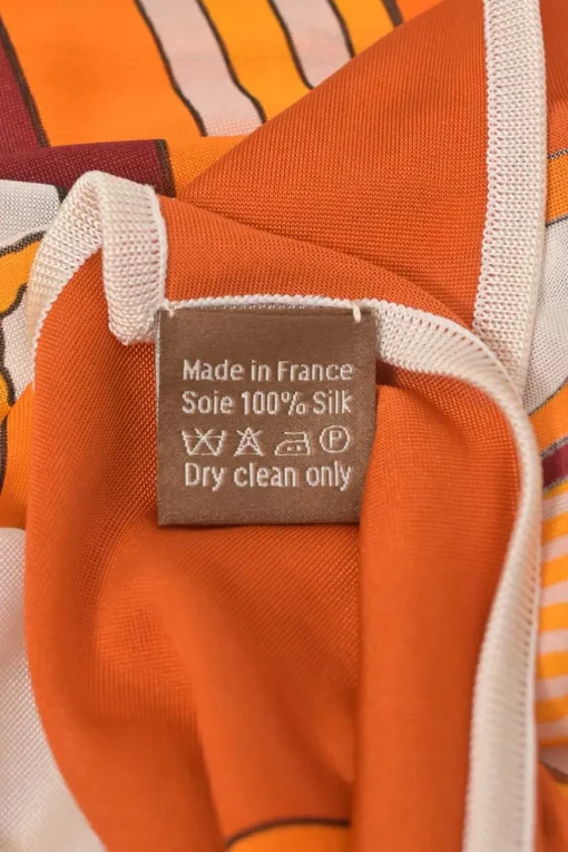 Orange silk 'Thalassa' print scarf featuring original artwork by Pierre Péron