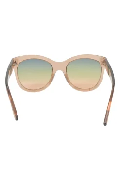 Orange tinted acetate and blue gradient polycarbonate oversized Wallace cat eye sunglasses