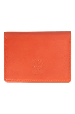 Orange two fold leather card holder