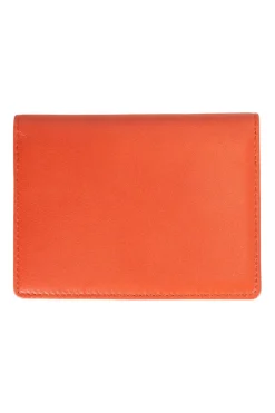 Orange two fold leather card holder