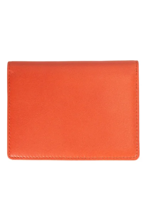 Orange two fold leather card holder