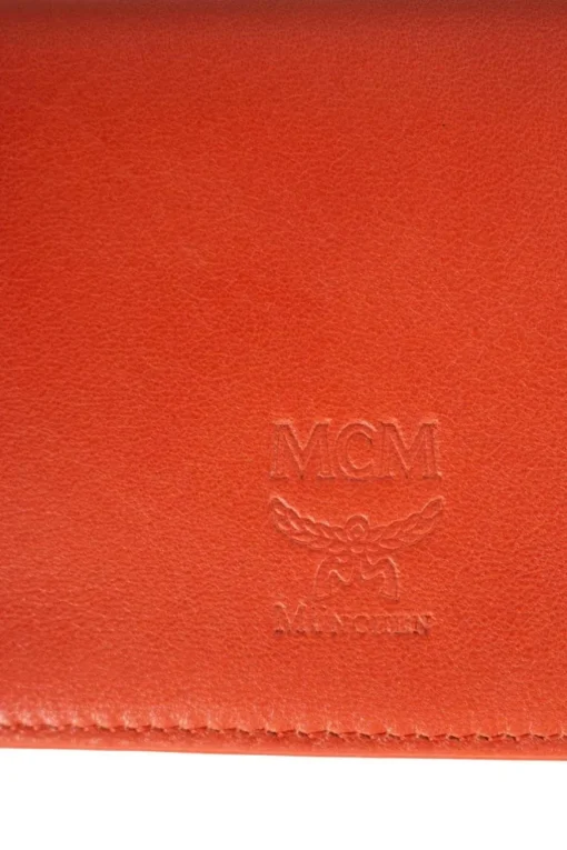 Orange two fold leather card holder