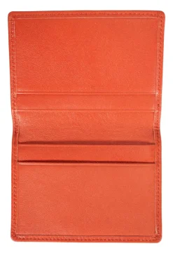 Orange two fold leather card holder
