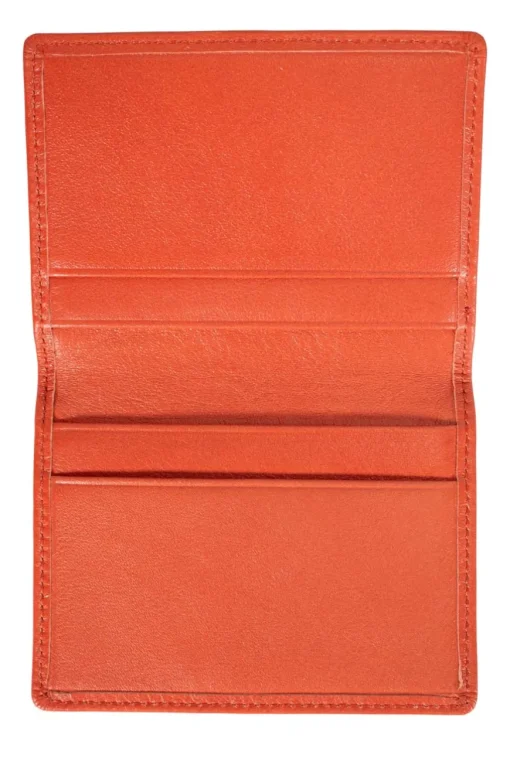 Orange two fold leather card holder