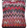 Orange viscose-blend glitter fully-fashioned chevron warp-knit tank top and mini skirt set.