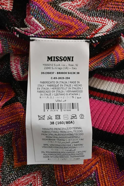 Orange viscose-blend glitter fully-fashioned chevron warp-knit tank top and mini skirt set.
