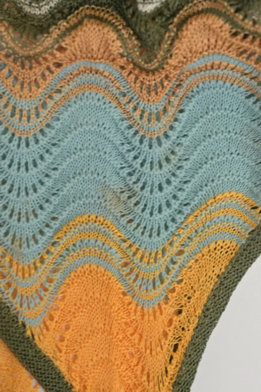 Orange viscose-blend wide-gauge wavy pointelle knit twin set with spaghetti strap tank top and cardigan