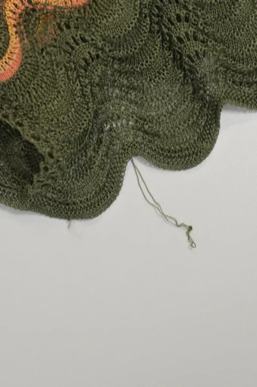 Orange viscose-blend wide-gauge wavy pointelle knit twin set with spaghetti strap tank top and cardigan